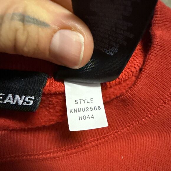 Vintage DKNY Jeans Spell out Crewneck Womens L Red Long Sleeve Stitched‎ Sweater - Picture 6 of 10